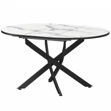 Стол раздвижной Геометрия Геометрия 900+300 (Н-3784) Мрамор Белый/Черный муар 900x900x750 Обеденные столы в пластике