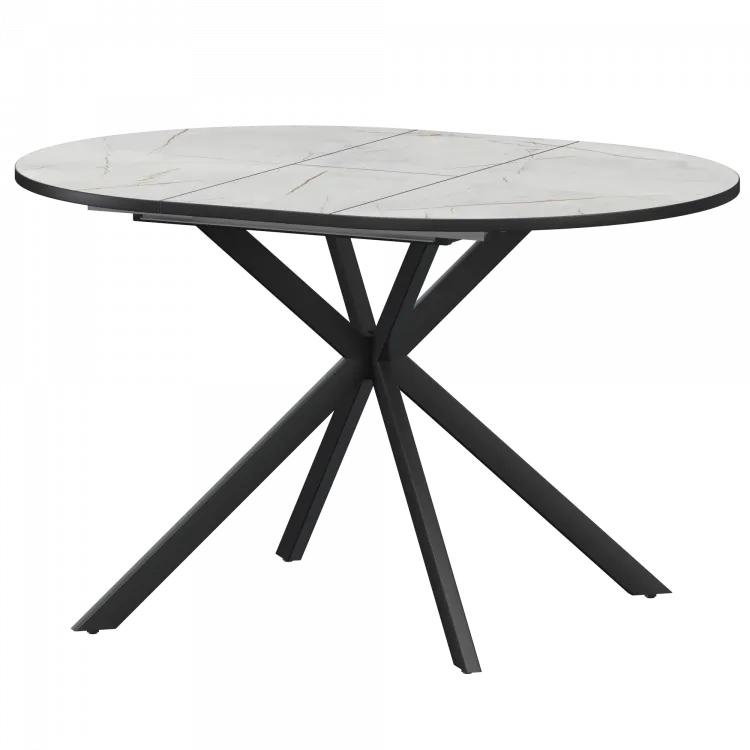 Стол раздвижной Грань 2 Грань 2 1000+300 (Н-3783) Серый Каспий/Черный муар 1000x1000x750 Обеденные столы в пластике