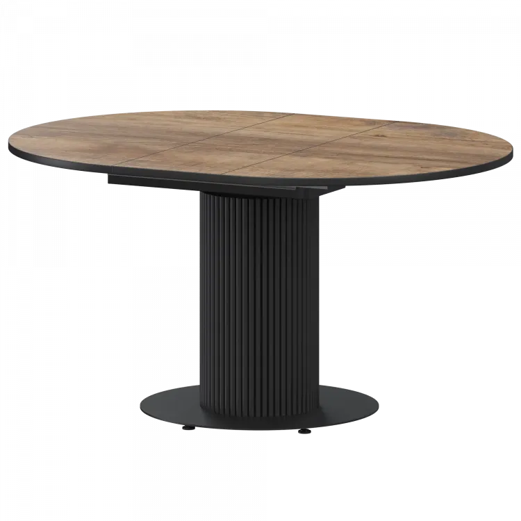 Стол раздвижной Амур Амур 1000+300 (Н-3783) Дуб Самдал/Черный муар 1000x1000x750 Обеденные столы в пластике