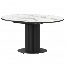 Стол раздвижной Амур Амур 1000+300 (Н-3783) Мрамор Белый/Черный муар 1000x1000x750 Обеденные столы в пластике