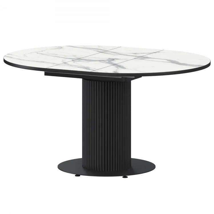 Стол раздвижной Амур Амур 1000+300 (Н-3783) Мрамор Белый/Черный муар 1000x1000x750 Обеденные столы в пластике