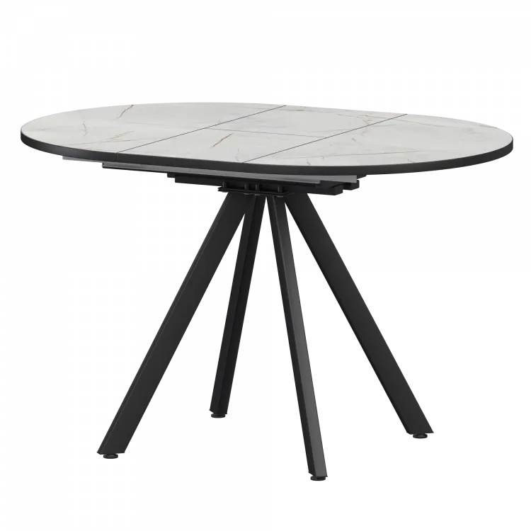 Стол раздвижной Байкал Байкал 1000+300 (Н-3783) Серый Каспий/Черный муар 1000x1000x750 Обеденные столы в пластике