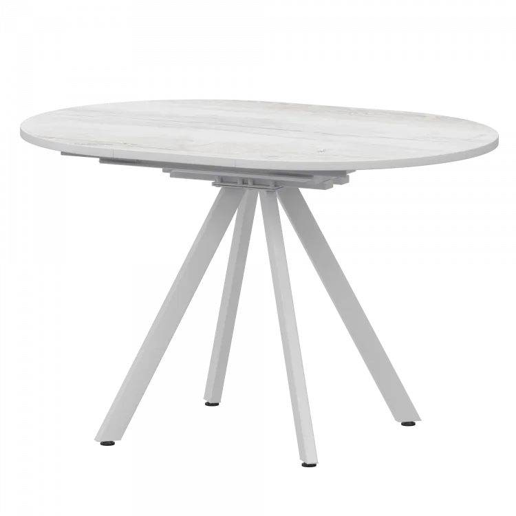 Стол раздвижной Байкал Байкал 1000+300 (Н-3783) Фрост/Белый муар 1000x1000x750 Обеденные столы в пластике