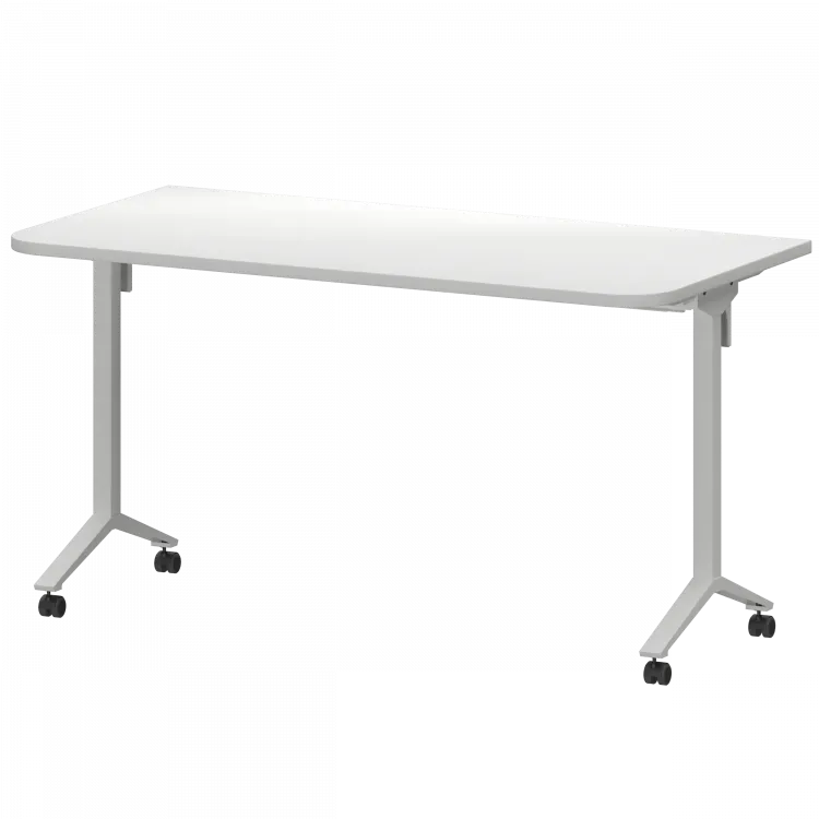 Стол мобильный складной радиусный МБ25-140.70Р Белый/Белый 1400x700x750 Моби