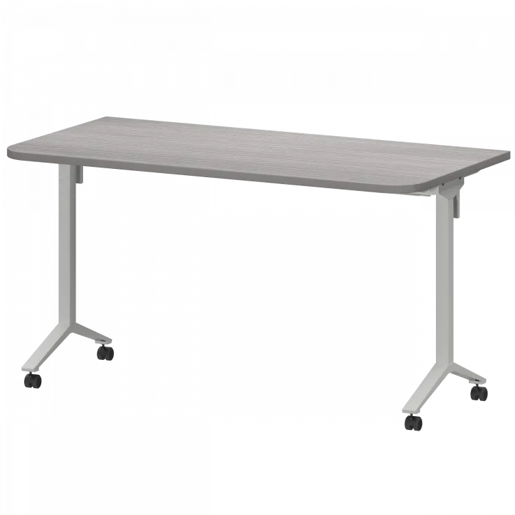 Стол мобильный складной радиусный МБ25-140.70Р Лиственница/Белый 1400x700x750 Моби