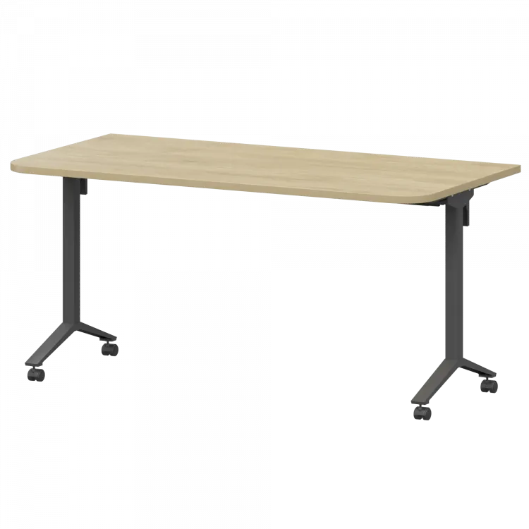 Стол мобильный складной радиусный МБ25-140.70Р Баттл Рок/Антрацит 1400x700x750 Моби