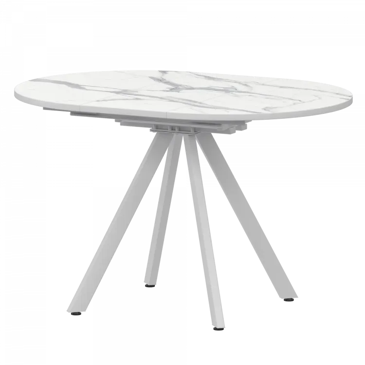 Стол раздвижной Байкал Мини Байкал 800+300 (Н-3777) Мрамор Белый/Белый муар 800x800x750 Обеденные столы в пластике