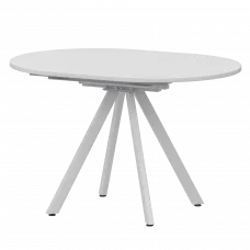 Стол раздвижной Байкал Мини Байкал 900+300 (Н-3784) Супер Белый/Белый муар 900x900x750 Обеденные столы в пластике