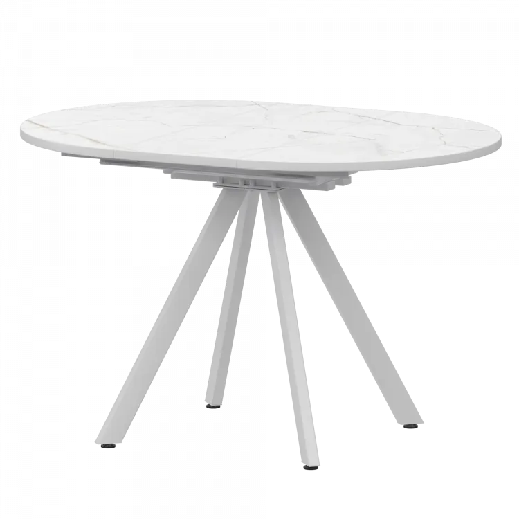 Стол раздвижной Байкал Байкал 1000+300 (Н-3783) Азул/Белый муар 1000x1000x750 Обеденные столы в пластике