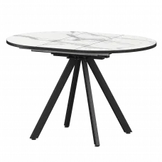 Стол раздвижной Байкал Мини Байкал 800+300 (Н-3777) Мрамор Белый/Черный муар 800x800x750 Обеденные столы в пластике