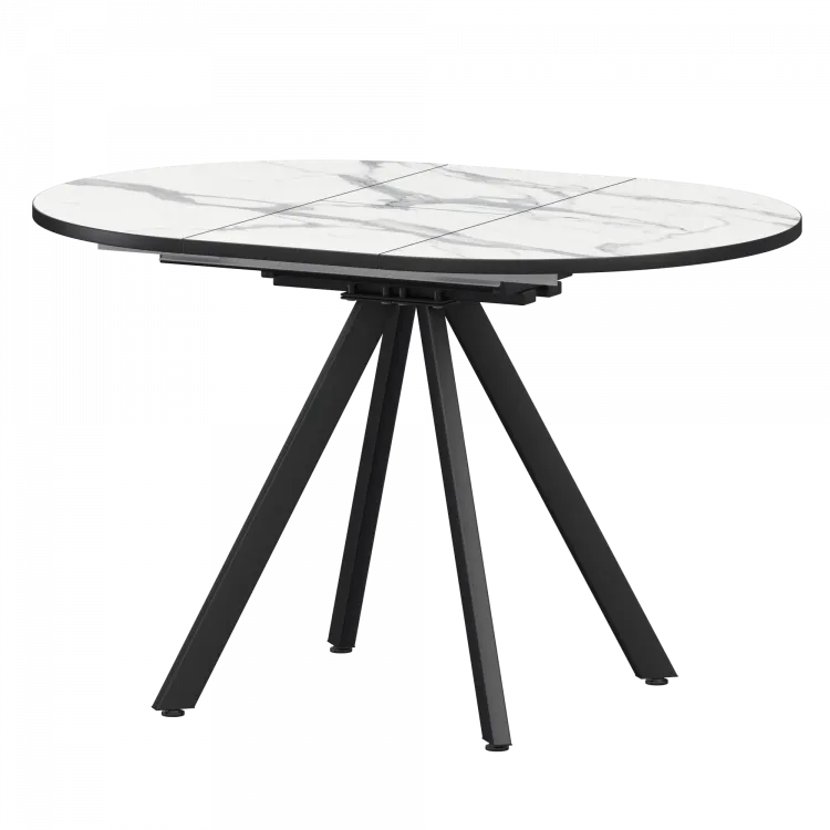 Стол раздвижной Байкал Мини Байкал 800+300 (Н-3777) Мрамор Белый/Черный муар 800x800x750 Обеденные столы в пластике