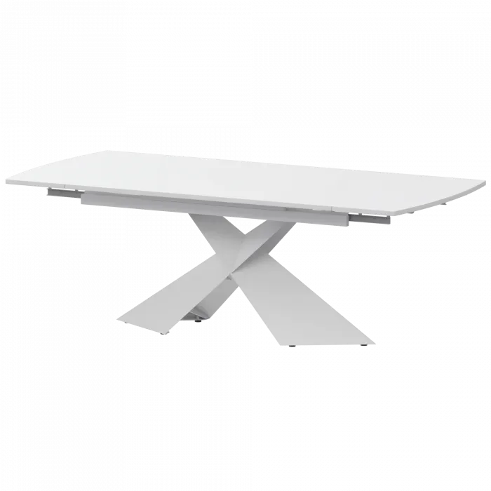 Стол раздвижной Модерн Модерн 1400х800+300 (Н-3832) Супер Белый/Белый муар 1400x800x750 Обеденные столы в пластике