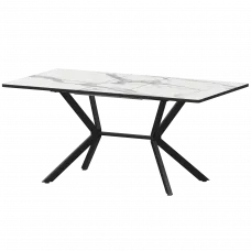 Стол раздвижной Сириус Сириус 1200+300 R20 (Н-3831) Мрамор Белый/Черный муар 1200x800x750 Обеденные столы в пластике