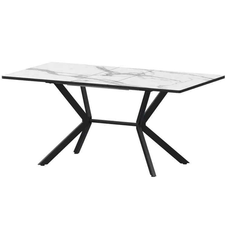 Стол раздвижной Сириус Сириус 1200+300 R20 (Н-3831) Мрамор Белый/Черный муар 1200x800x750 Обеденные столы в пластике