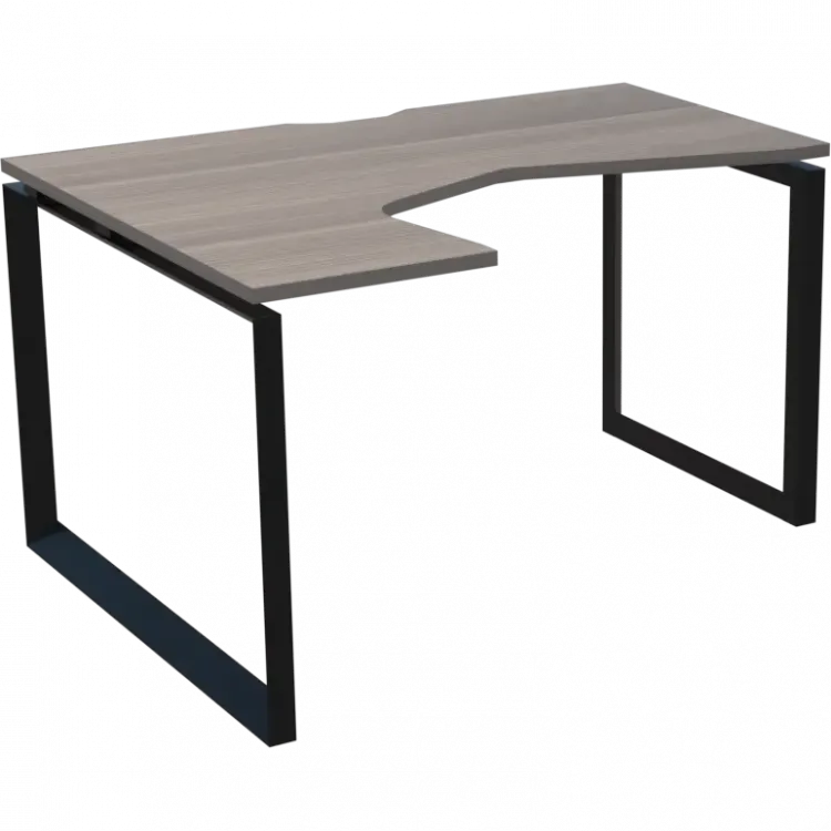 Стол эргономичный левый на металлокаркасе НТМП.О-060.ЛВ Лиственница/Антрацит 1600x1000x750 Аргентум-МП