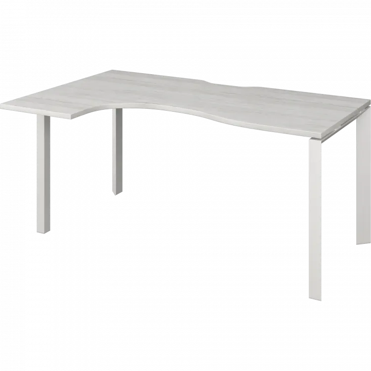 Стол эргономичный левый на металлокаркасе НТМП.П-060.ЛВ Сосна винтер/Белый 1600x1000x750 Аргентум-МП