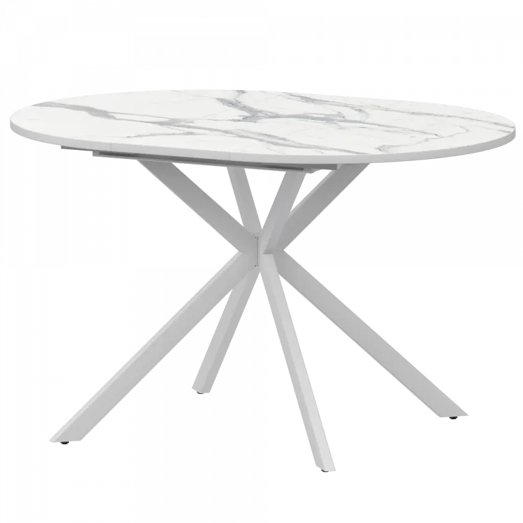Стол раздвижной Грань 2 Грань 2 1000+300 (Н-3783) Мрамор Белый/Белый муар 1000x1000x750 Обеденные столы в пластике