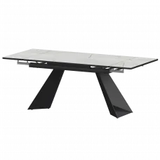 Стол раздвижной Дуэт Серый Каспий/Черный муар 1400x945x750 Обеденные столы в пластике