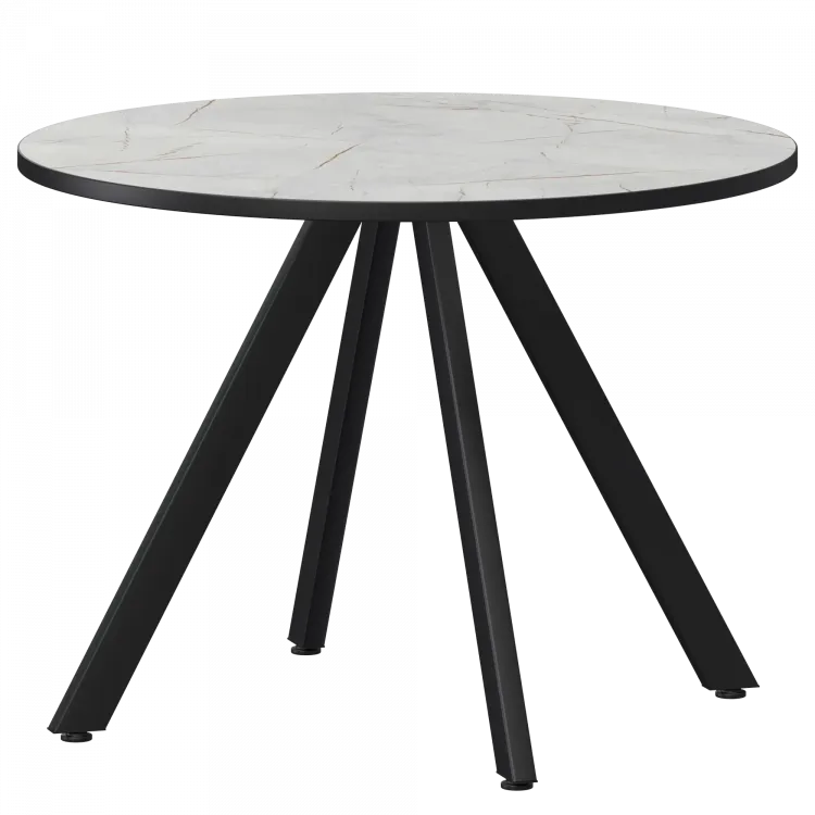 Стол нераздвижной Байкал Мини Байкал 800 (Н-3819) Серый Каспий/Черный муар 800x800x750 Обеденные столы в пластике