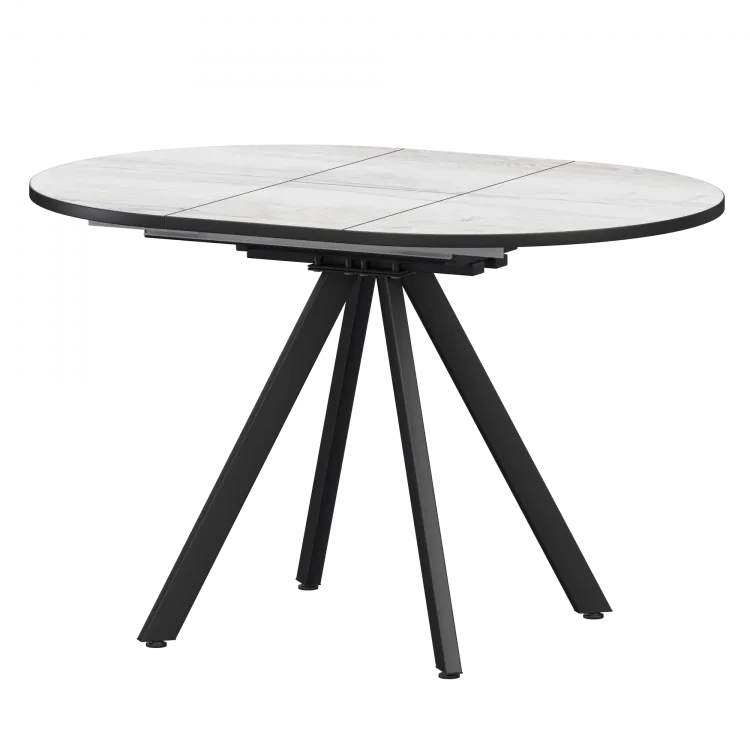 Стол раздвижной Байкал Байкал 1000+300 (Н-3783) Фрост/Черный муар 1000x1000x750 Обеденные столы в пластике