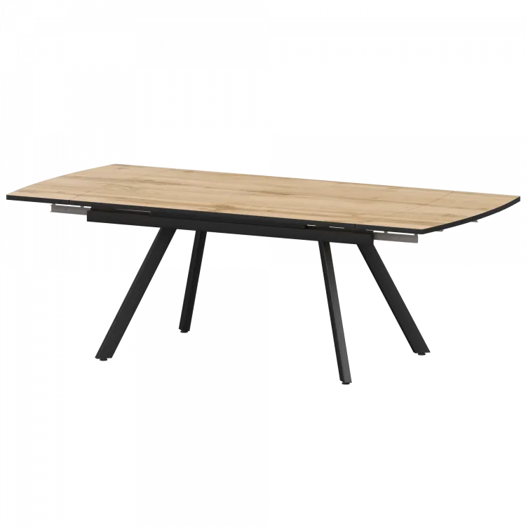 Стол раздвижной Фаворит Фаворит 1400+300 (Н-3791) Дуб Вотан/Черный муар 1400x945x750 Обеденные столы в пластике