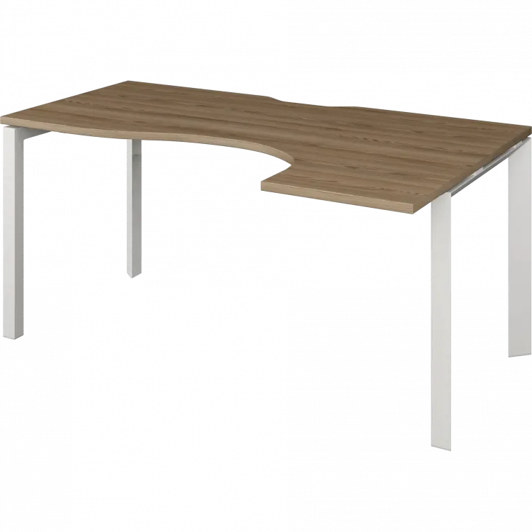 Стол эргономичный правый на металлокаркасе НТМП.П-060.ПР Дуб сафари/Белый 1600x1000x750 Аргентум-МП