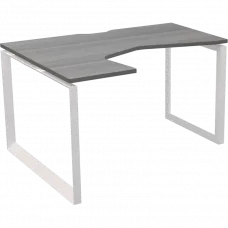 Стол эргономичный левый на металлокаркасе НТМП.О-040.ЛВ Лиственница/Белый 1400x1000x750 Аргентум-МП