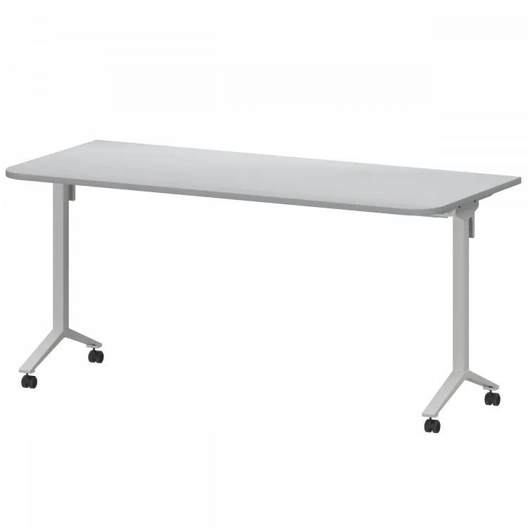 Стол мобильный складной радиусный МБ22-160.70Р Серый/Белый 1600x700x750 Моби