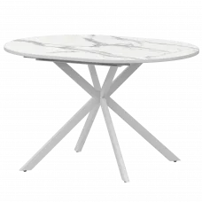 Стол раздвижной Грань Грань 900+300 (Н-3784) Мрамор Белый/Белый муар 900x900x750 Обеденные столы в пластике