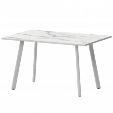 Стол нераздвижной Альфа Альфа 1200 (Н-3815) Мрамор Белый/Белый муар 1200x800x750 Обеденные столы в пластике