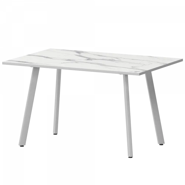 Стол нераздвижной Альфа Альфа 1200 (Н-3815) Мрамор Белый/Белый муар 1200x800x750 Обеденные столы в пластике