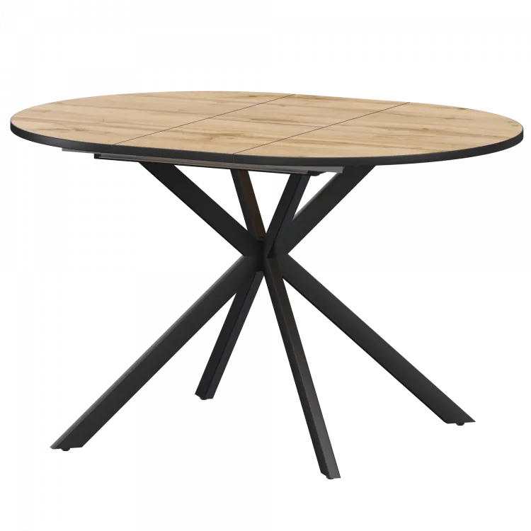 Стол раздвижной Грань Грань 900+300 (Н-3784) Дуб Вотан/Черный муар 900x900x750 Обеденные столы в пластике