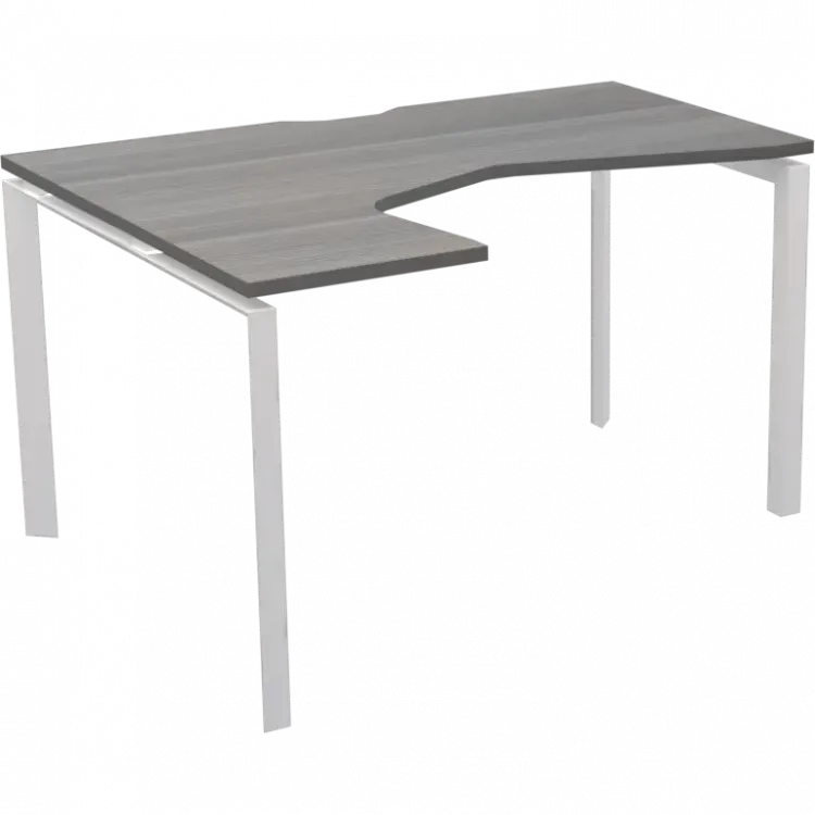 Стол эргономичный левый на металлокаркасе НТМП.П-040.ЛВ Лиственница/Белый 1400x1000x750 Аргентум-МП