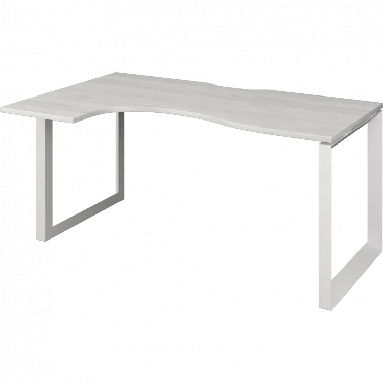Стол эргономичный левый на металлокаркасе НТМП.О-060.ЛВ Сосна винтер/Белый 1600x1000x750 Аргентум-МП