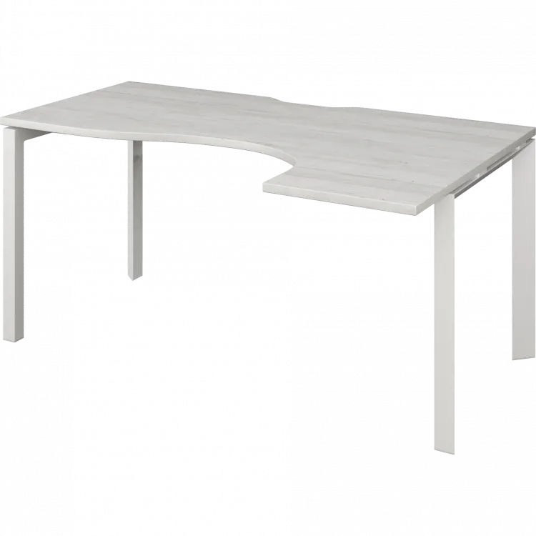 Стол эргономичный правый на металлокаркасе НТМП.П-040.ПР Сосна винтер/Белый 1400x1000x750 Аргентум-МП