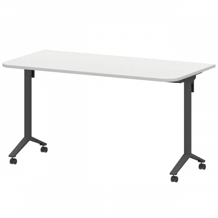 Стол мобильный складной радиусный МБ22-140.70Р Белый/Антрацит 1400x700x750 Моби