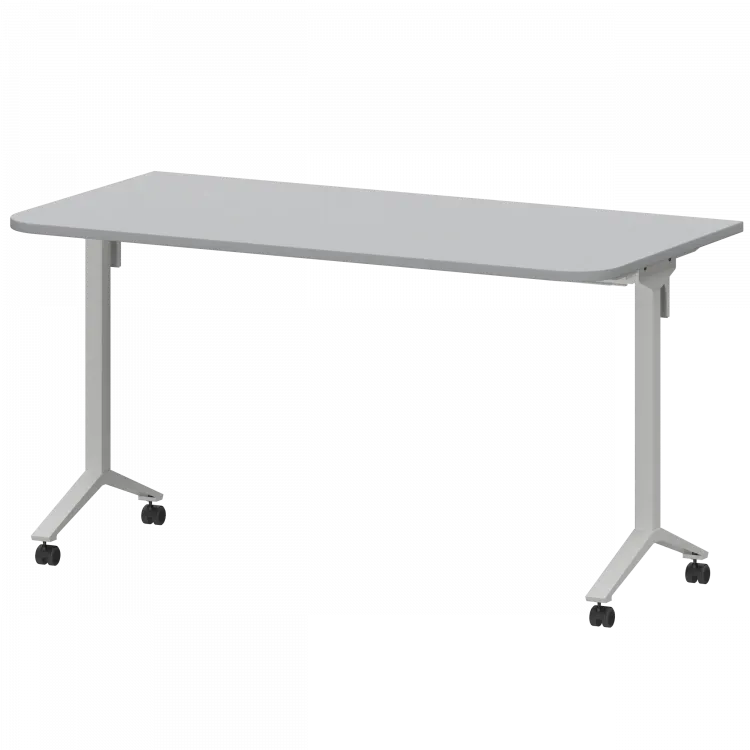 Стол мобильный складной радиусный МБ22-140.70Р Серый/Белый 1400x700x750 Моби