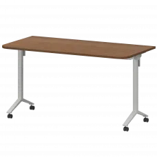 Стол мобильный складной радиусный МБ22-140.70Р Орех/Белый 1400x700x750 Моби