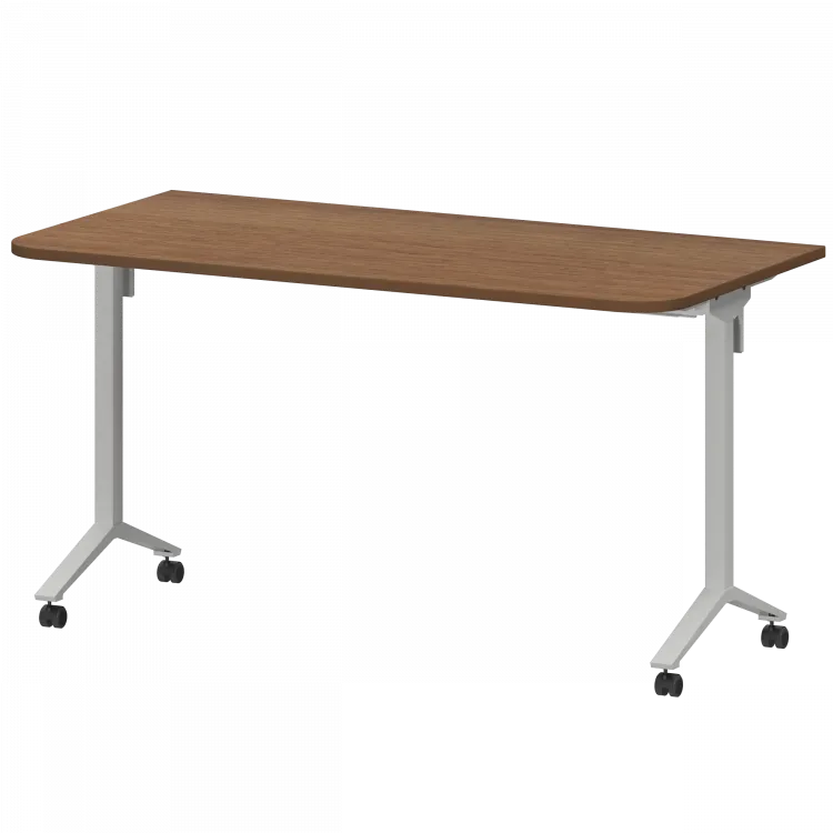 Стол мобильный складной радиусный МБ22-140.70Р Орех/Белый 1400x700x750 Моби