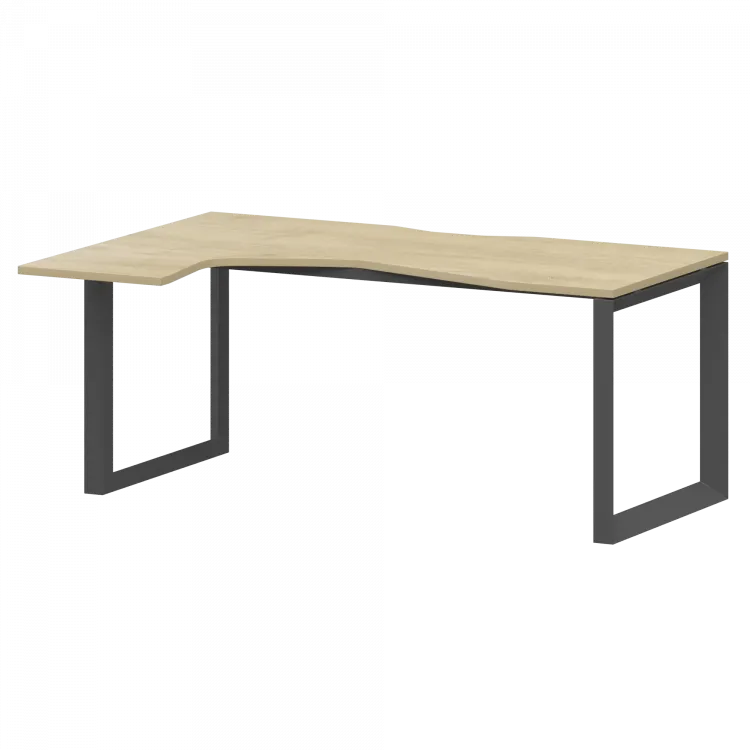 Стол эргономичный левый на металлокаркасе НТМП.О-060.ЛВ Баттл Рок/Антрацит 1600x1000x750 Аргентум-МП