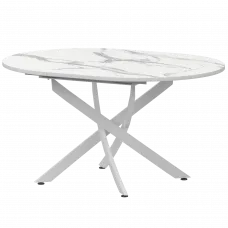Стол раздвижной Геометрия 2 Геометрия 2 1000+300 (Н-3783) Мрамор Белый/Белый муар 1000x1000x750 Обеденные столы в пластике