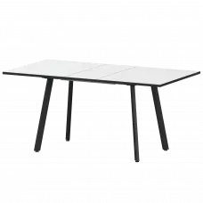 Стол раздвижной Альфа Альфа 1200+300 (Н-3780) Супер Белый/Черный муар 1200x800x750 Обеденные столы в пластике