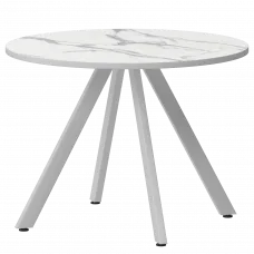 Стол нераздвижной Байкал Мини Байкал 800 (Н-3819) Мрамор Белый/Белый муар 800x800x750 Обеденные столы в пластике