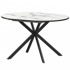 Стол раздвижной Грань Грань 900+300 (Н-3784) Мрамор Белый/Черный муар 900x900x750 Обеденные столы в пластике