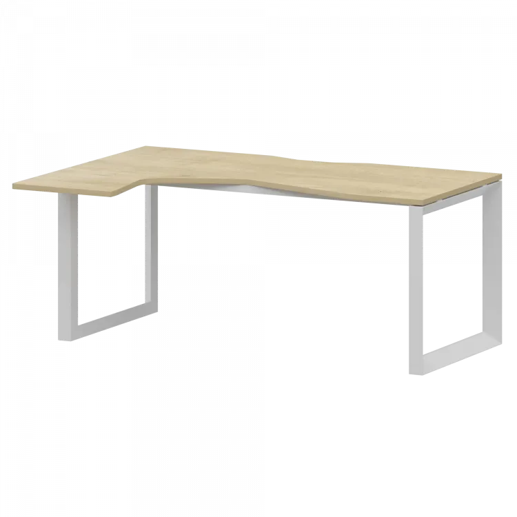 Стол эргономичный левый на металлокаркасе НТМП.О-060.ЛВ Баттл Рок/Белый 1600x1000x750 Аргентум-МП