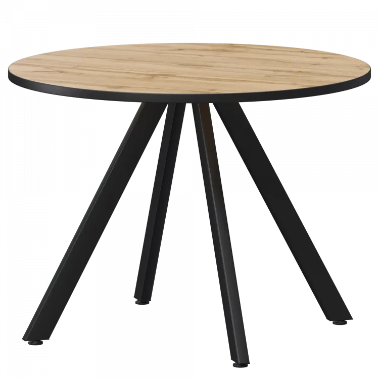 Стол нераздвижной Байкал Мини Байкал 800 (Н-3819) Дуб Вотан/Черный муар 800x800x750 Обеденные столы в пластике