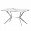 Стол нераздвижной Сириус Мрамор Белый/Белый муар 1200x800x750 Обеденные столы в пластике