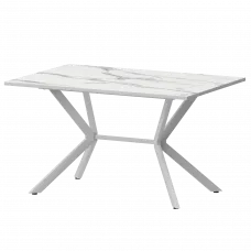 Стол нераздвижной Сириус Мрамор Белый/Белый муар 1200x800x750 Обеденные столы в пластике