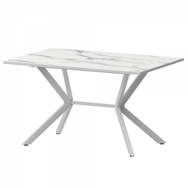 Стол нераздвижной Сириус Мрамор Белый/Белый муар 1200x800x750 Обеденные столы в пластике