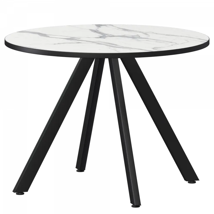 Стол нераздвижной Байкал Мини Байкал 800 (Н-3819) Мрамор Белый/Черный муар 800x800x750 Обеденные столы в пластике